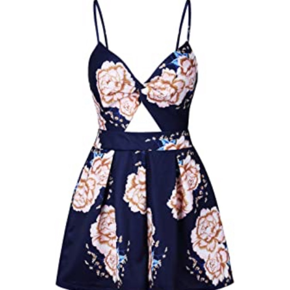 Navy Floral Romper Mini Never Worn
